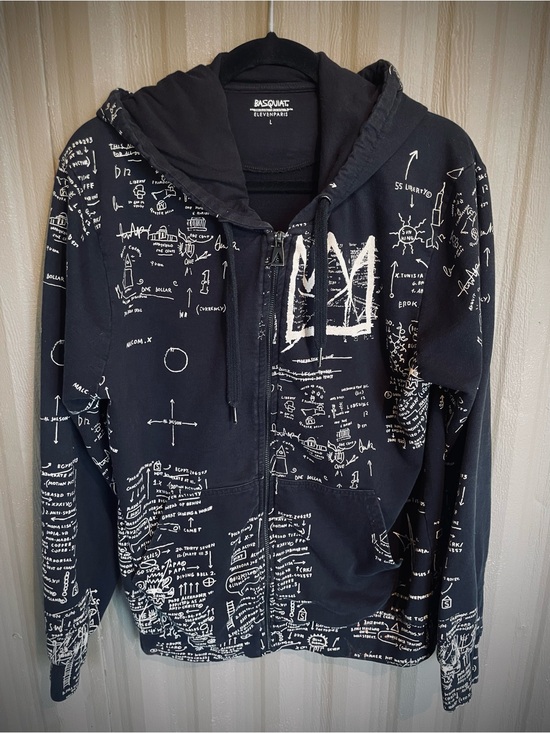 Jean-Michel Basquiat Other - Jean-Michel Basquiat Hoodie Men's Black Full Zip Beat Bop Graphic Print sz L